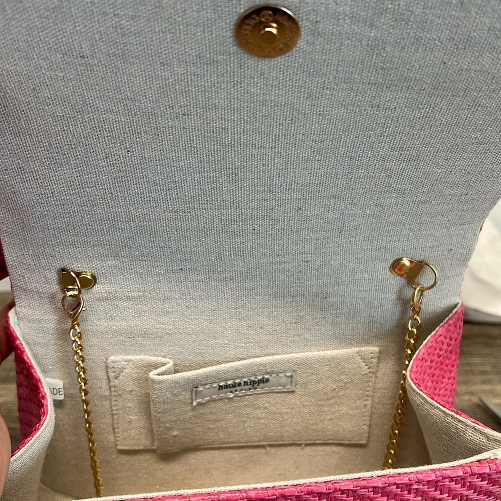Haute Hippie | Pink Mini Bag w/ Bamboo Handle & Crossbody Chain - Picture 9 of 15
